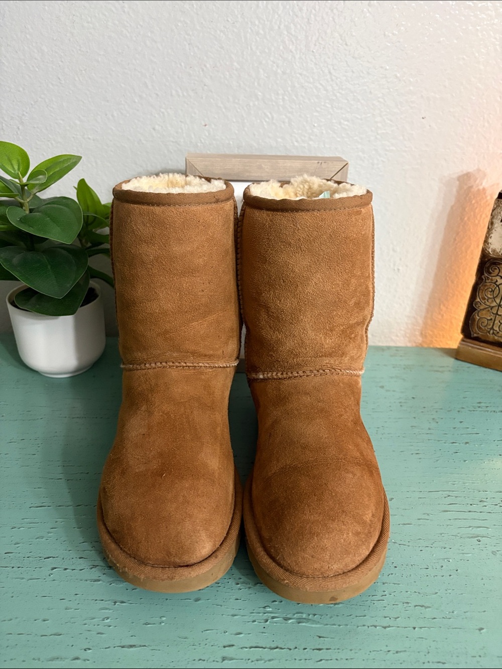 UGG Chestnut Suede Shearling Mid-Calf Boots